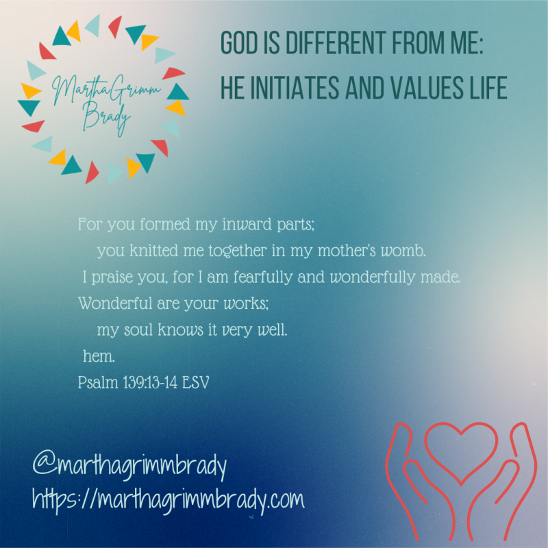 Graphic with light blue background, ring of quoted triangles in left upper corner, logo in right lower corner, and verses from Psalm 139:13-14 in middle.