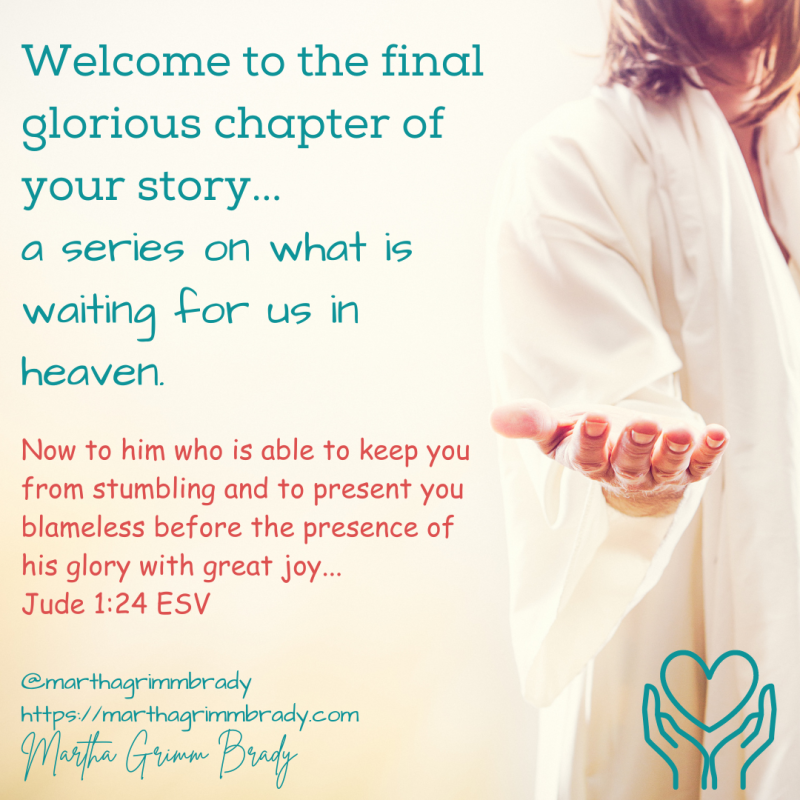 Photo of Jesus reaching out His arm in welcome on white background. Bible verse on foreground is jude 1:24.