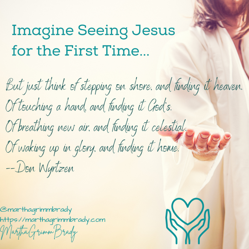 Photo of Jesus in background with words from Finally Home in foreground.